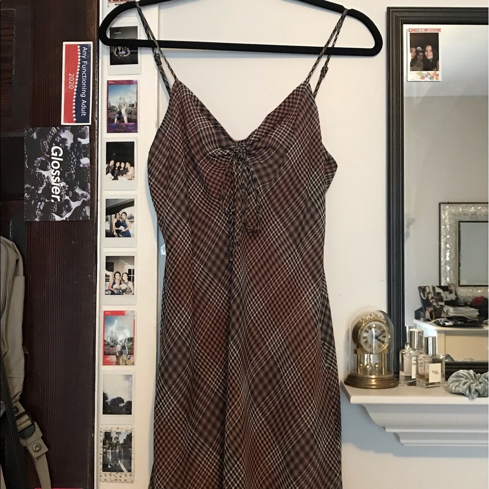 URBAN OUTFITTERS plaid mini slip dress 🤎💜 NWT